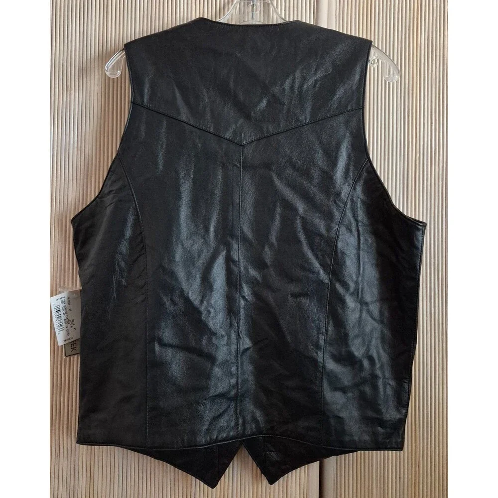 Cripple Creek Men’s Leather Vest Size Medium Black Western Rockabilly Biker NWT